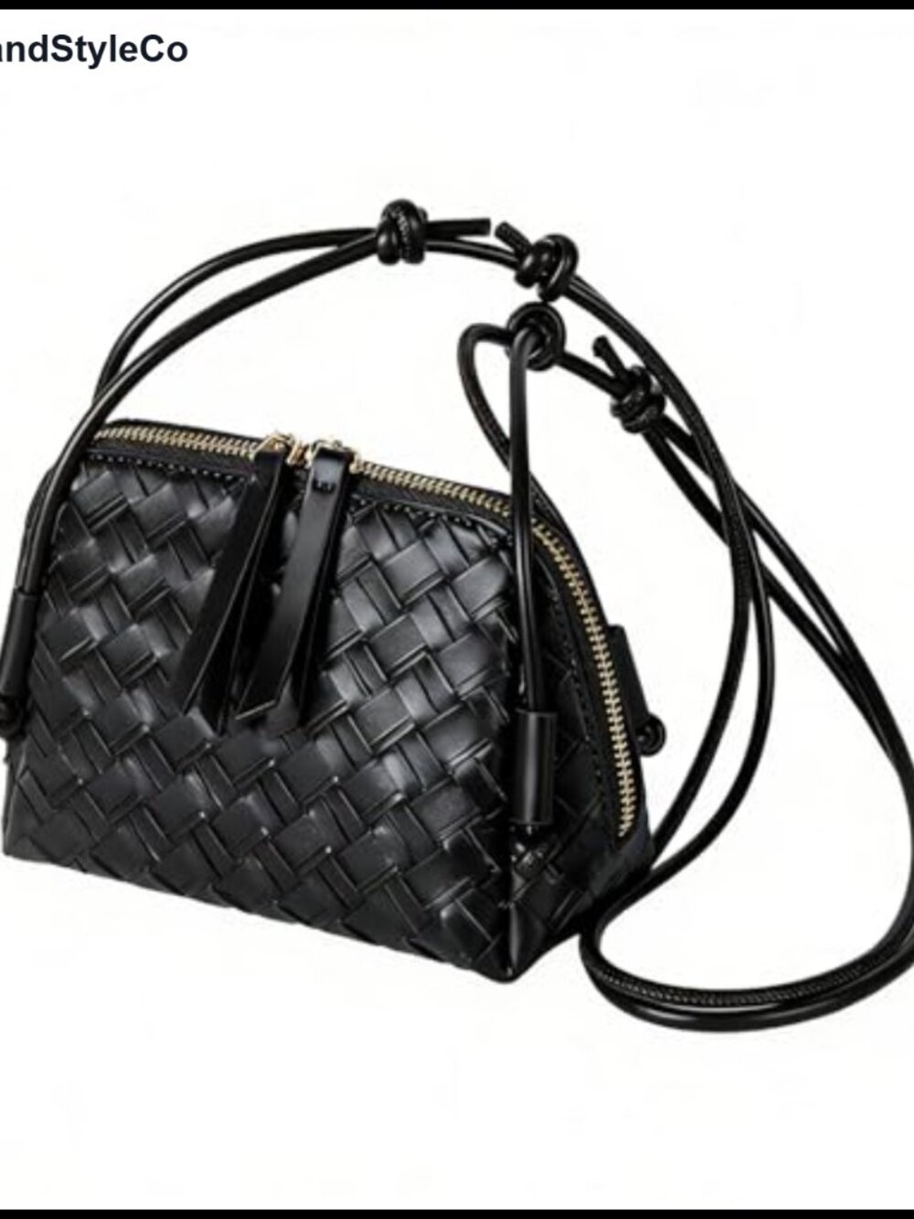 PU Leather Handwoven Crossbody Mini Satchel with Adjustable Strap